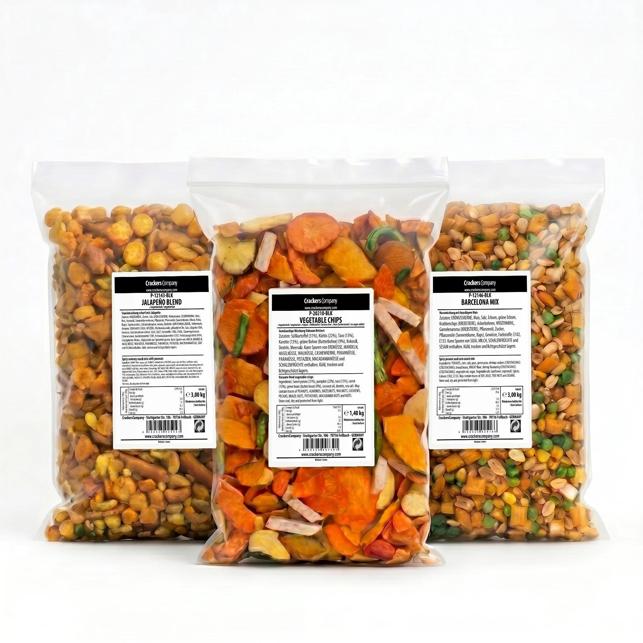 CrackersCompany Vorratspackungen mit verschiedenen Snackmischungen